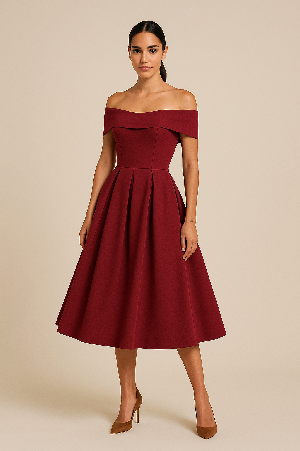 Elegance Off-Shoulder Swing Dress