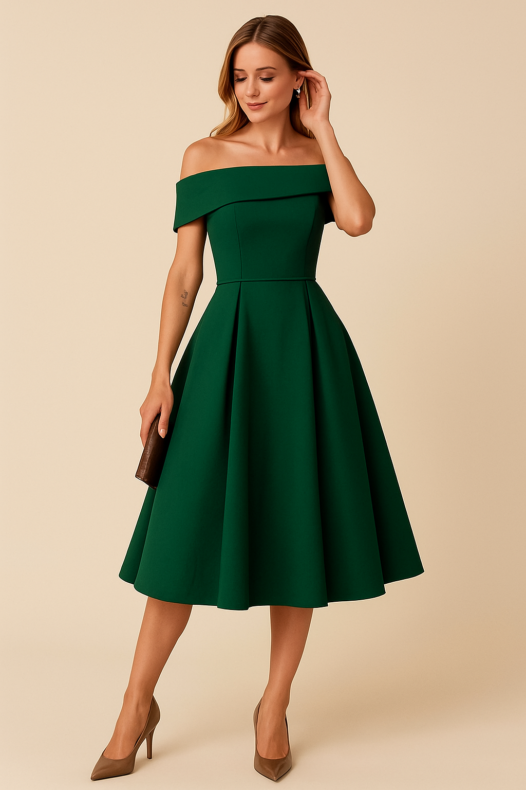 Elegance Off-Shoulder Swing Dress