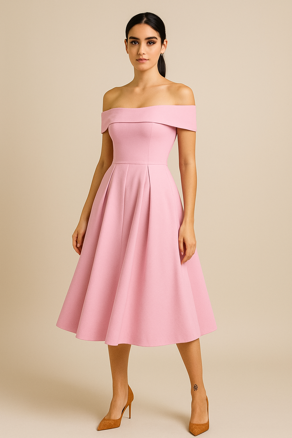 Elegance Off-Shoulder Swing Dress
