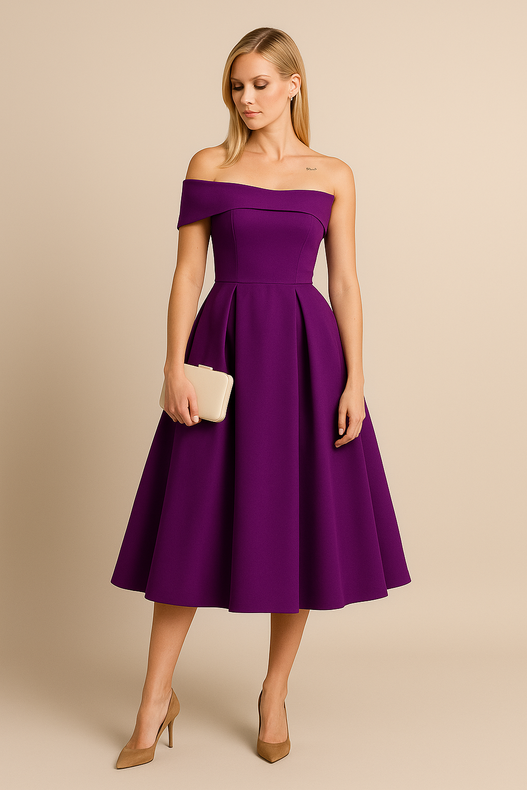 Elegance Off-Shoulder Swing Dress