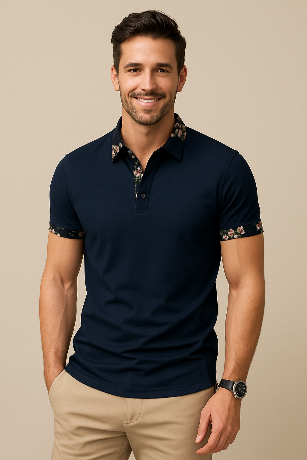 Floral Accent Polo Shirt