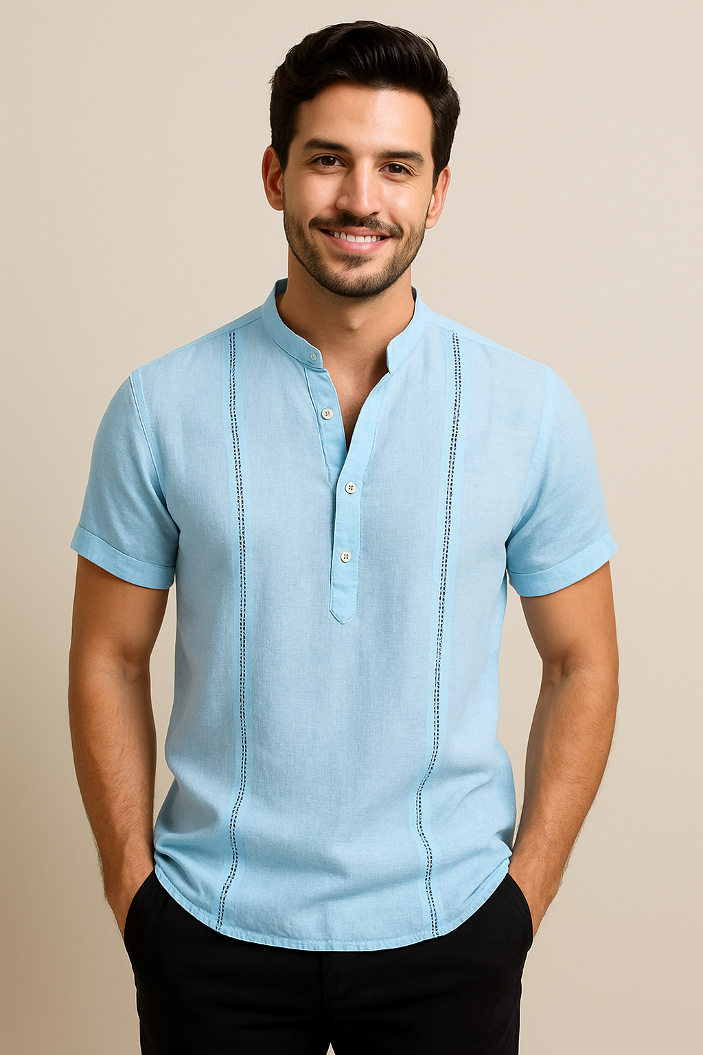 Mandarin Collar Cotton Shirt