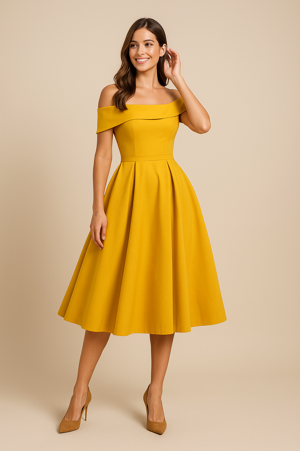 Elegance Off-Shoulder Swing Dress