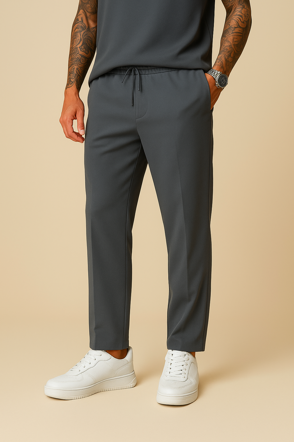 Slim Tapered Drawstring Trousers