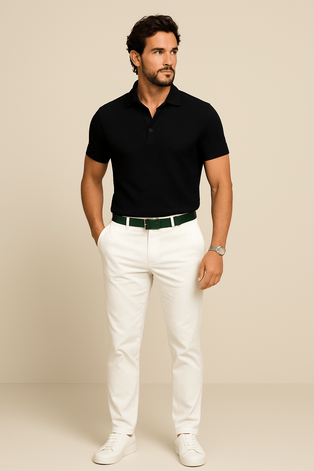 Textured Knit Polo Shirt