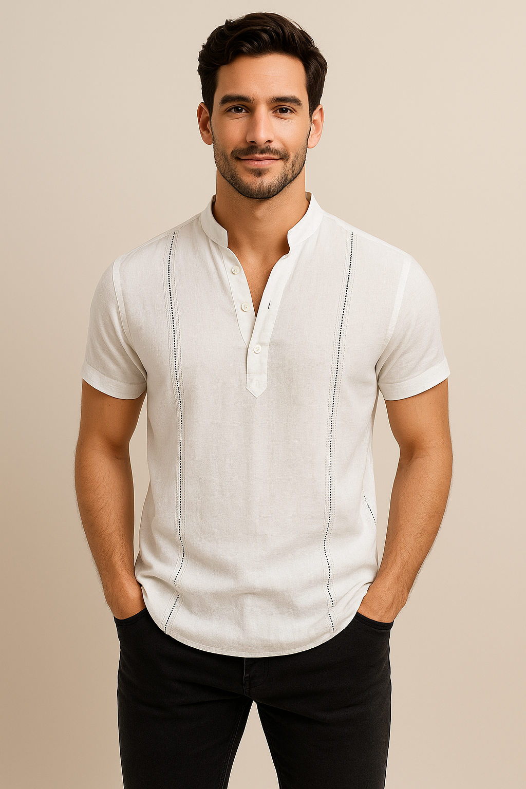 Mandarin Collar Cotton Shirt