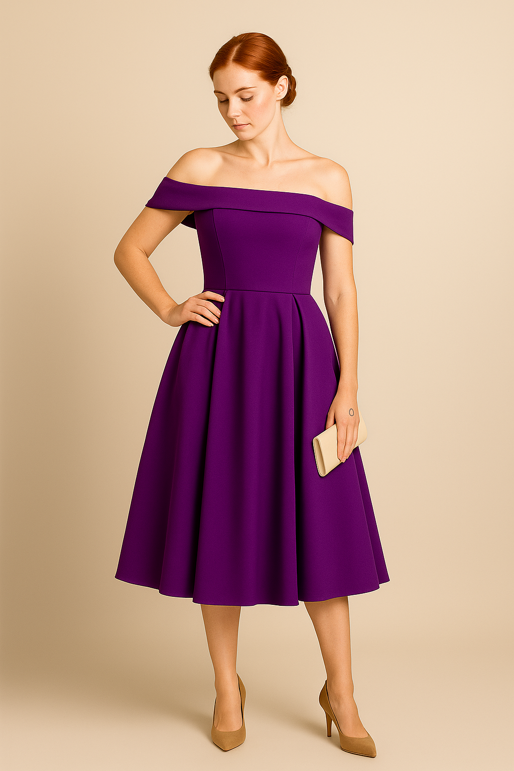 Elegance Off-Shoulder Swing Dress